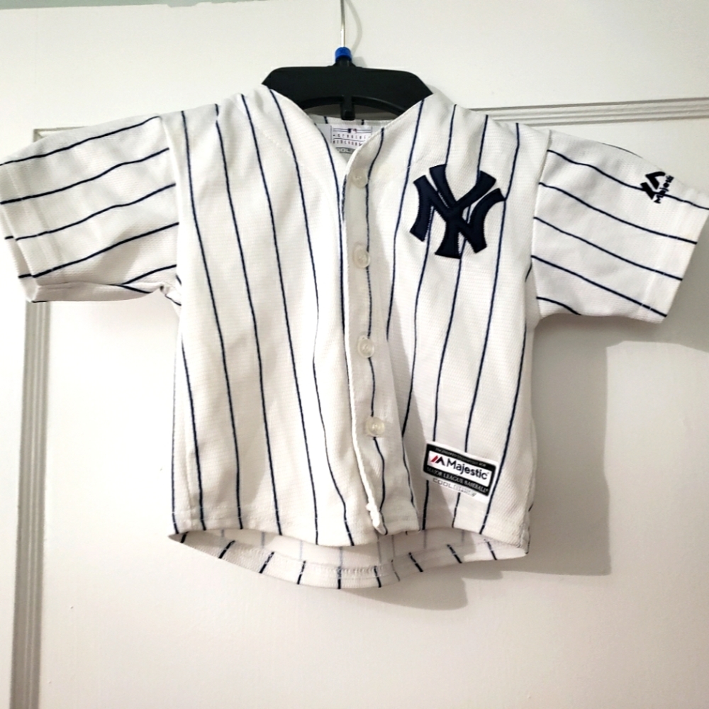 18M MAJESTIC NEW YORK YANKEES PINSTRIPE JERSEY WHITE JACOBY ELLSBURY #22